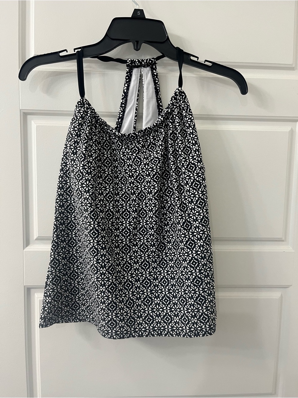 Merona Black and White Geometric Halter Camisole swim top